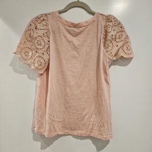 Loft Eyelet Sleeve Soft Peach Top Tshirt